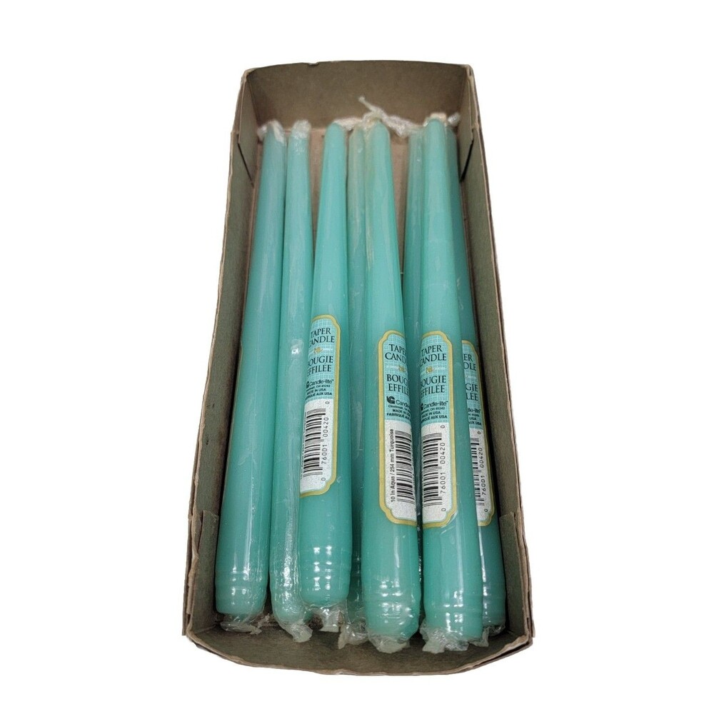 Vintage 8 Taper Candle-Lite Candles Wax 10” Aqua Blue Retro New RARE USA Made